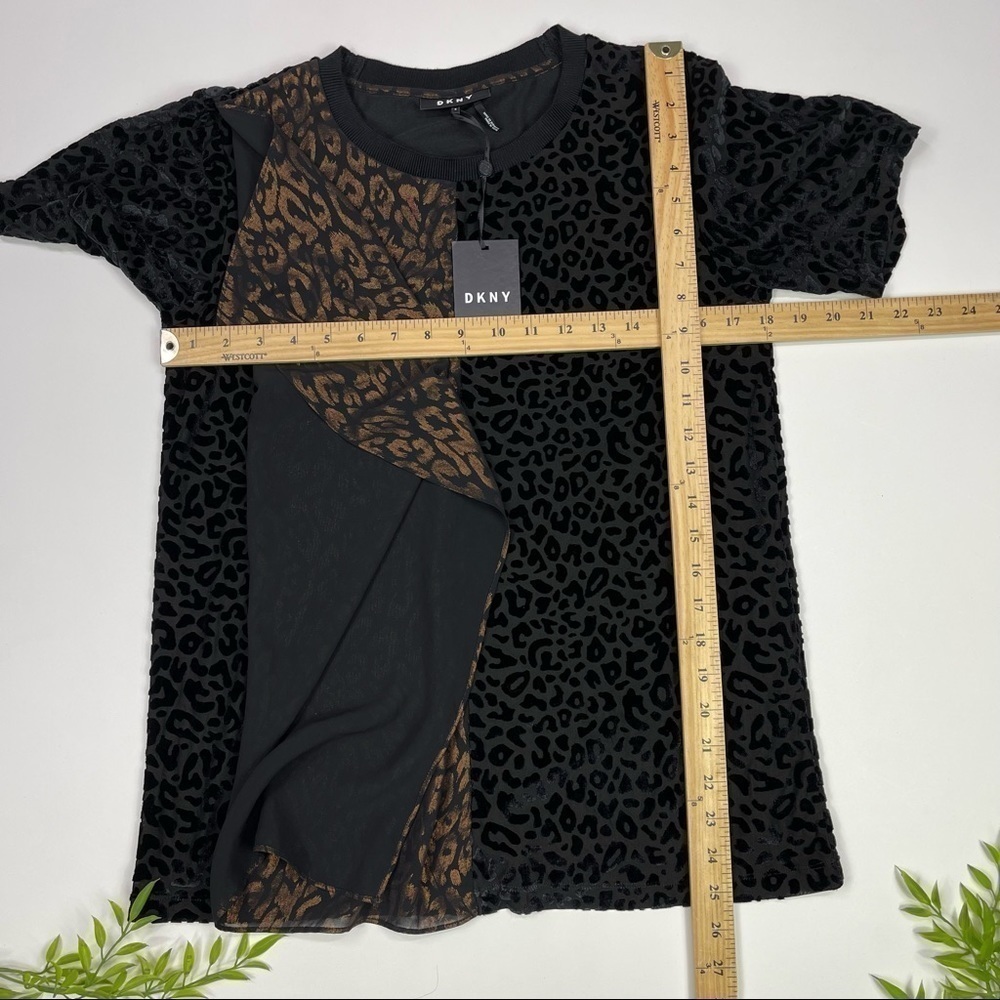 DKNY Top Blouse Size S Mixed-Print Two-Tone NWT - Picture 7 of 11